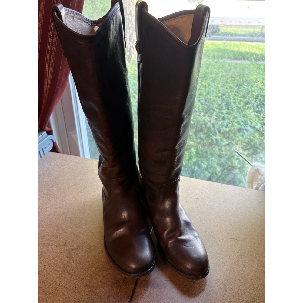 Frye Campus Tall Riding Boots Women's 7 B Brown Leather Made in Mexico - Picture 3 of 11